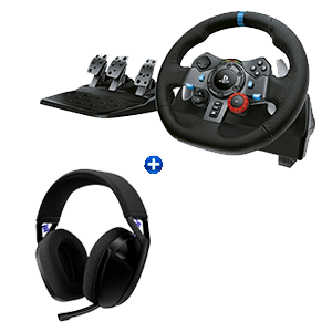 Logitech G29 Driving Force + Auriculares G321 PC - PS5 - PS4 - PS3 - Licencia PlayStation - Volante