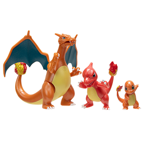 Pack de 3 figuras Pokémon Select de evolución (Charmander 1, Charmeleon y Charizard)