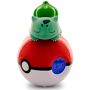 Radio Despertador Luminoso Pokemon: Bulbasaur sobre Pokeball 18cm (REACONDICIONADO)