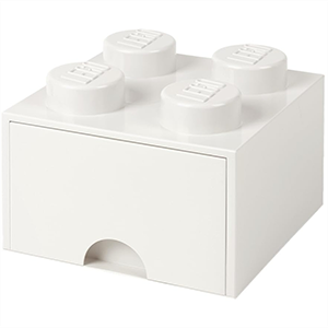 Caja de almacenaje con cajon LEGO Brick 4 blanco de 25 cm