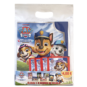 Starter Pack de cromos Paw Patrol 12 (Álbum + 4 Sobres)