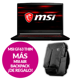 Portátil MSI GF63 THIN +  Mochila de regalo MSI AIR BACKPACK