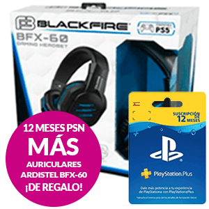 PlayStation Plus 12 meses + Auriculares gaming Blackfire de regalo