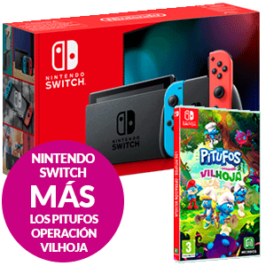 Nintendo Switch Azul Neon Rojo Neon + Los Pitufos Operación Vilhoja
