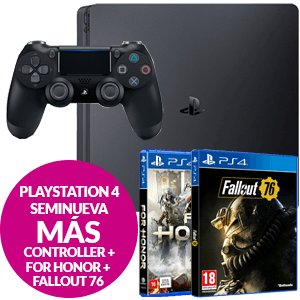PlayStation 4 Seminueva + Controller DualShock 4 + Fallout 76 + For Honor