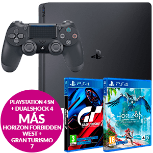 PlayStation 4 SN + DualShock 4 + Gran Turismo 7 o Horizon Forbidden West