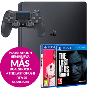 PlayStation 4 Seminueva + DualShock 4 + The Last of Us Parte II + FIFA 20