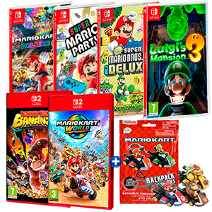 Producto a elegir de Switch y Switch 2 + Mario Kart Backpack Buddies