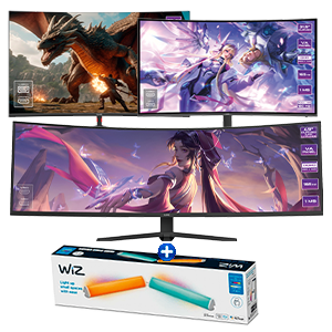 Monitor Gaming + Wiz Set 2 Barras de luz LED RGB