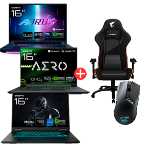 Portátil Gigabyte + Ratón Aorus M6 + Silla AGC310