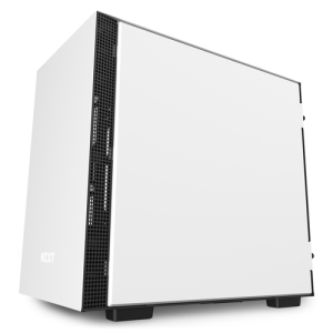 Nzxt H210i Matte white tower negro caja ordenador pc gaming miniitx panel frontal es puerto usb de tipo lateral cristal templado preparado para refrigeración soporte radiador y 3.1 rgb cah210iw1