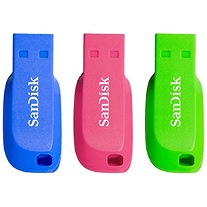 Sandisk Cruzer Blade 3x 32GB USB A 2.0 Azul Verde Rosa - Pendrive