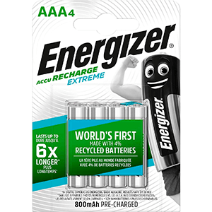 Pila Energizer Extreme 800 aaa 1.2 v blister 4 recargables potencia mah tipo hr03 pack unidades accu recharge bp4 800mah