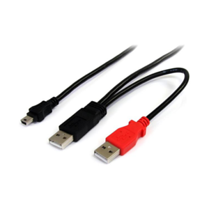 StarTech.com Cable de 1,8m USB 2.0 en Y para Discos Duros Externos - Cable Mini B a 2x USB A
