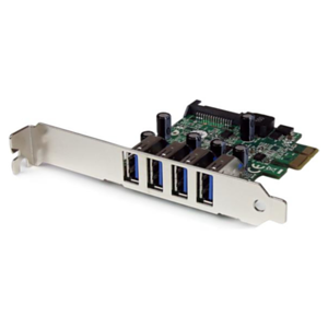 StarTech.com Tarjeta Adaptador PCI Express PCI-E USB 3.0 con UASP de 4 Puertos - Alimentación SATA