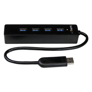 StarTech.com Adaptador Concentrador Hub Ladrón USB 3.0 Super Speed Portátil de 4 Puertos Salidas - Negro
