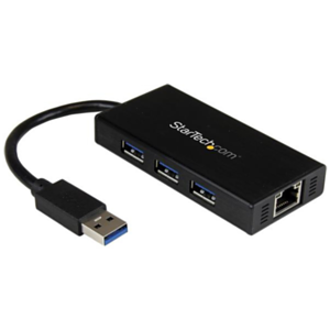 StarTech.com Hub USB 3.0 de Aluminio con Cable - Concentrador de 3 Puertos USB con Adaptador de Red Ethernet Gigabit