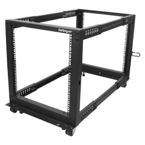 StarTech.com Rack de Marco Abierto con Profundidad Ajustable de 4 Columnas 12U con Ruedas/Niveladores y Anillas de Gestión de Ca