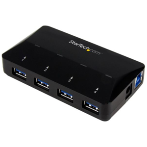 StarTech.com Concentrador USB 3.0 de 4 Puertos - Ladrón con Puertos de Carga y Sincronización - Hub con 1 Puerto de 2,4A