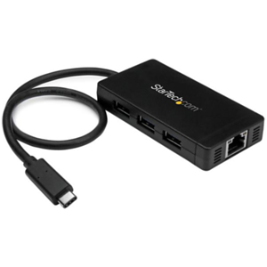 StarTech.com Concentrador USB 3.0 de 3 Puertos con USB-C y Ethernet Gigabit - Con Adaptador de Alimentación