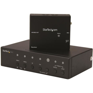 StarTech.com Alargador HDBaseT DisplayPort, VGA y HDMI con Conmutador Incorporado - 4K - Extensor HDMI por Cable UTP Cat5 o Cat6
