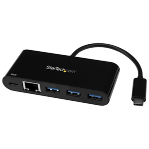 StarTech.com Adaptador Multipuertos USB-C de Red Ethernet con Hub de 3 Puertos USB 3.0 y Entrega de Potencia