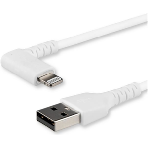 StarTech.com Cable de 1m Lightning a USB en Ángulo Acodado - Certificado MFI - Adaptador USB a Lightning - Blanco
