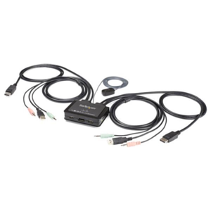 StarTech.com Switch Conmutador KVM de 2 Puertos DisplayPort 4K60Hz con Cables Incorporados