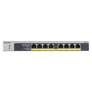 Netgear GS108LP No administrado Gigabit Ethernet (10/100/1000) Negro, Gris 1U Energía sobre Ethernet (PoE)