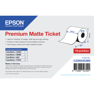 Epson Rollo de Premium Matte Ticket, 80 mm x 50m