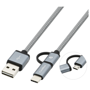 CoolBox COO-CAB-U2MC-GR cable USB 1 m 2.0 USB A USB C/Micro-USB B Gris