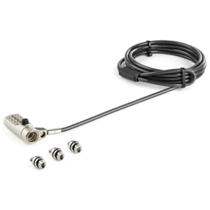 StarTech.com Cable de 2m de Seguridad Universal 3 en 1 para Ordenadores Portátiles - Cable con Candado de Combinación de 4 Dígit