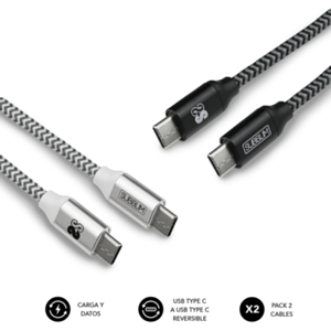 SubblimM USB Tipo C A USB Tipo C 1m Negro Plata 2Uds - Cable