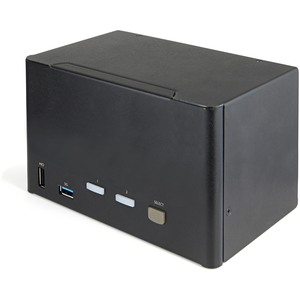 StarTech.com Switch Conmutador KVM de 2 Puertos DisplayPort 1.2 para 4 Monitores - DP HDR UHD 4K de 60Hz - Hub Ladrón de 2 Puert
