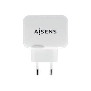 AISENS Cargador USB 17W 5V/3.4A, 2xUSB Con Control AI, Blanco