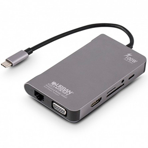 Urban Factory TCM16UF base para portátil y replicador de puertos Alámbrico USB 3.2 Gen 1 (3.1 Gen 1) Type-C Gris