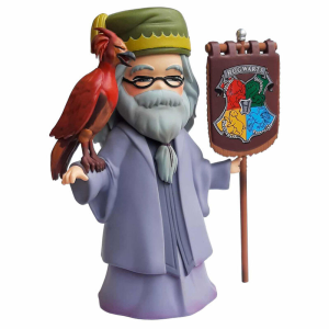 Figura Harry Potter Dumbledore con estandarte y Ave Fenix de 15 cm