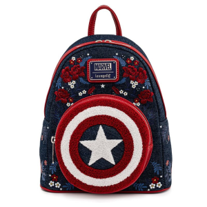 LoungeFly Escudo Floral Capitan America 80Th Marvel 26cm - Mochila