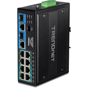 Trendnet TI-BG104 10 Port Rail Switch Industrial Gigabit PoE++ DIN-Rail