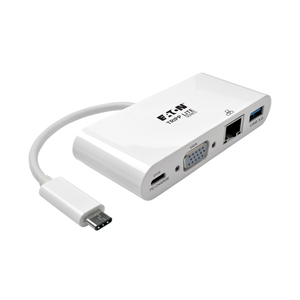 Tripp Lite U444-06N-VGU-C Adaptador Multipuerto USB-C, VGA, Puerto USB-A, GbE, Carga PD, Blanco