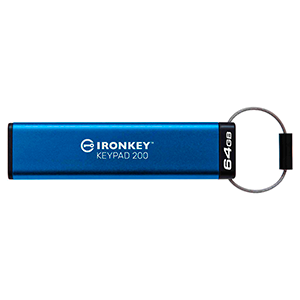 Kingston Technology IronKey Keypad 200 unidad flash USB 64GB USB tipo A 3.2 Gen 1 (3.1 Gen 1) Azul