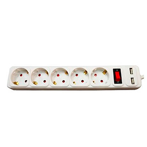 Phasak 5 Tomas con Interruptor Blanco - Regleta