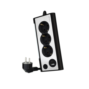 Nanocable Regleta de Sobremesa con 3 Tomas de Tierra y 2 USB´s con Luz, Negro Nanocable Regleta de Sobremesa con 3 Tomas de Tierra y 2 USB´s con Luz, Negro