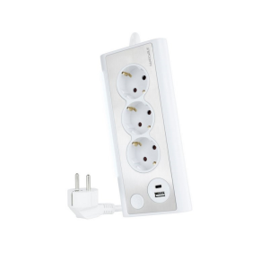 Nanocable 3 Tomas y 2 USB con Luz Blanco - Regleta Nanocable 3 Tomas y 2 USB con Luz Blanco - Regleta