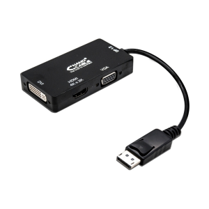 Nanocable Conversor Displayport a VGA / HDMI, 3 en 1, DP 1.2/M-VGA/H-HDMI/H 4K, Negro, 15 cm