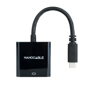 Nanocable Conversor USB-C a VGA, USB-C/M-VGA/H, Negro, 10 cm Nanocable Conversor USB-C a VGA, USB-C/M-VGA/H, Negro, 10 cm