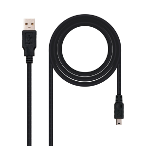 Nanocable USB 2.0, A/M-Mini B/M, negro, 0.5m - Cable