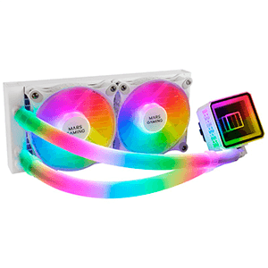 Mars Gaming ML-ULTRA240 Blanco Refrigeración Líquida CPU TDP 500W Espejo Infinito 2 Ventiladores Silenciosos FDB ARGB Tubos ARG