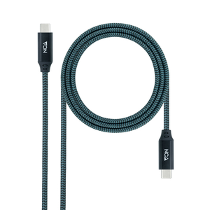 Nanocable Cable USB 3.2 Gen2x2 20Gbps 5A/100W 4K/60Hz USB-C/M-USB-C/M, Gris/Negro, 1.5 m