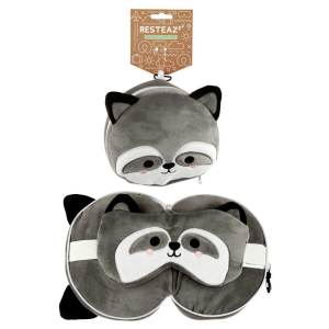 Almohada viaje antifaz Mapache Resteazzz